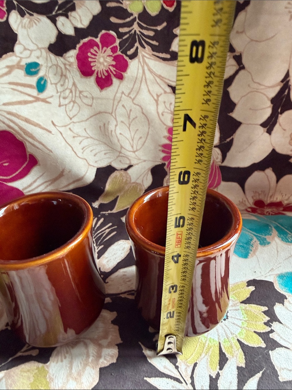 Classic Brown Ceramic Coffee Mugs - Set of 2 - Picture 2 of 8